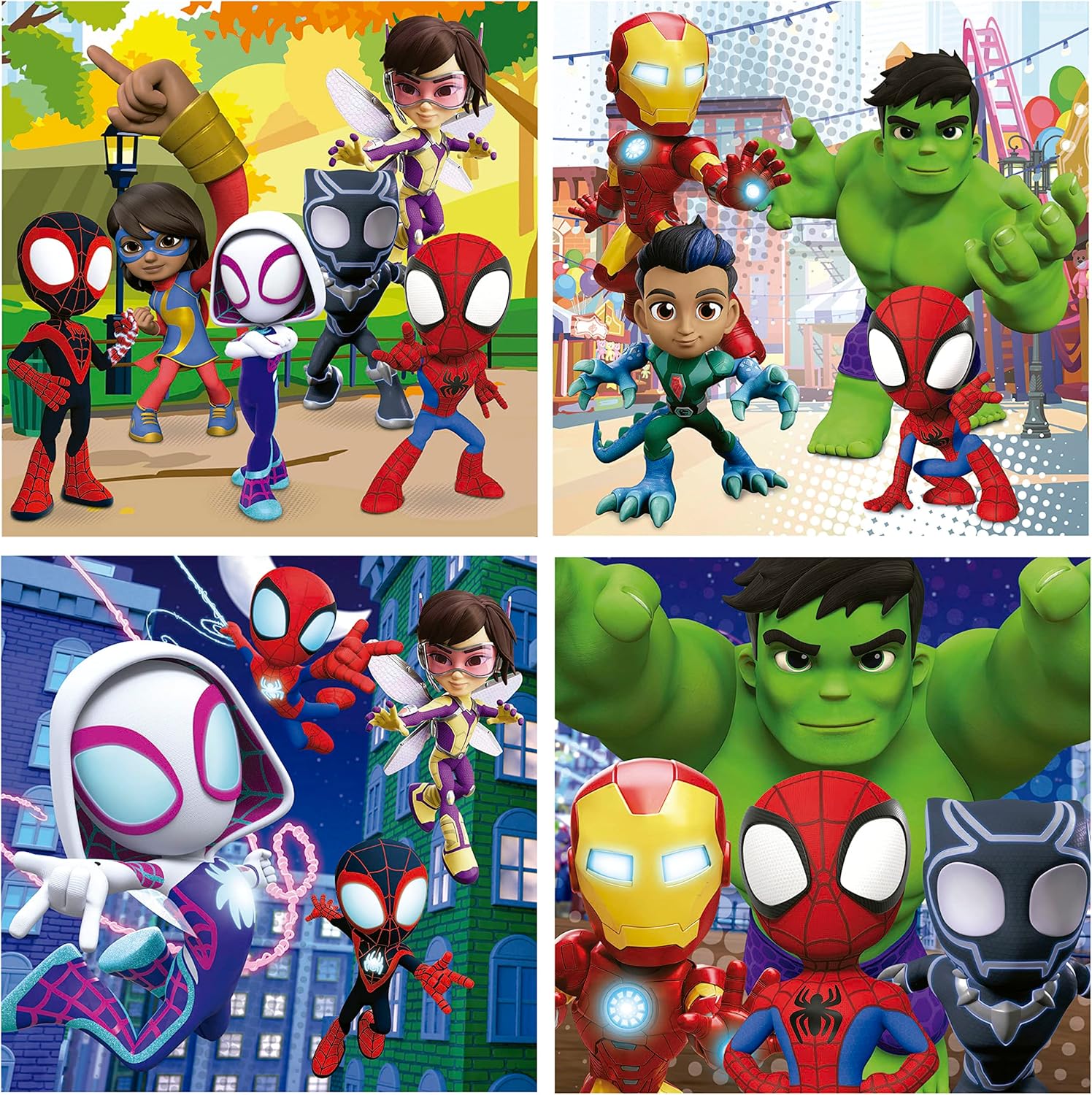 Educa - Spidey und Seine Super-Freunde, 4in1 Puzzleset mit 6/9/12/16 Teilen, Puzzle für Kinder ab 3 Jahren, Spiderman, Marvel (19580