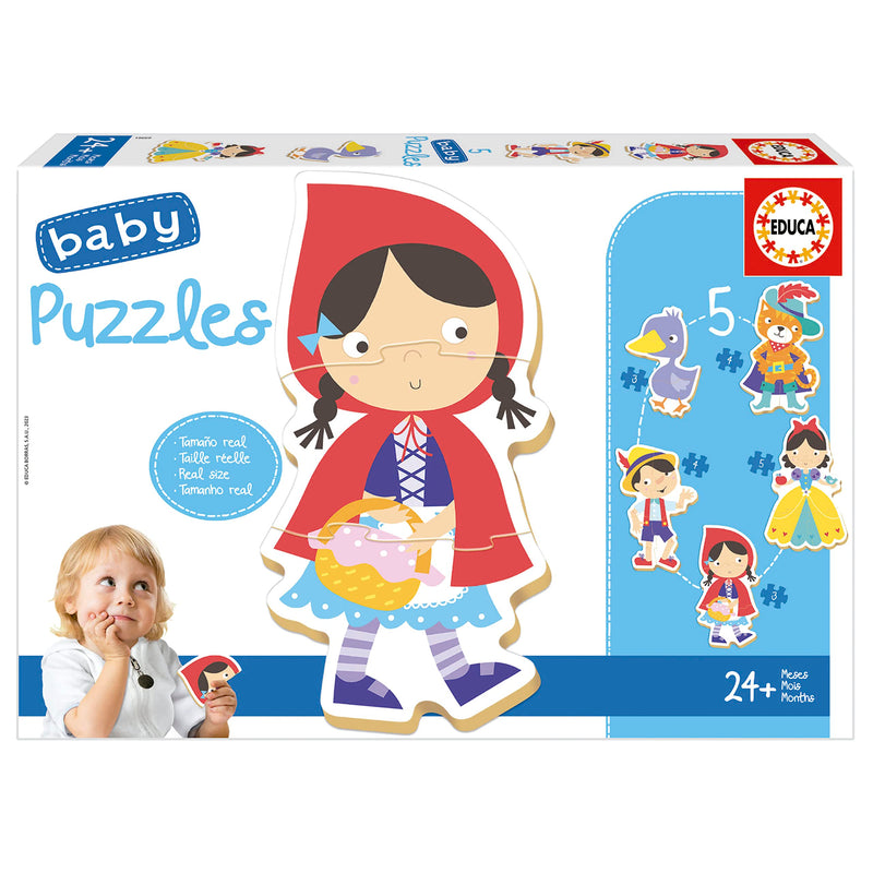 Educa - Baby Puzzle Märchen, 5in1 Baby Puzzleset mit 3/3/4/4/5 Teilen für Kinder ab 2 Jahren, Kinderpuzzle (19669