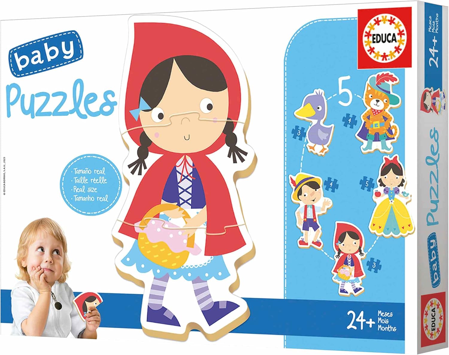 Educa - Baby Puzzle Märchen, 5in1 Baby Puzzleset mit 3/3/4/4/5 Teilen für Kinder ab 2 Jahren, Kinderpuzzle (19669
