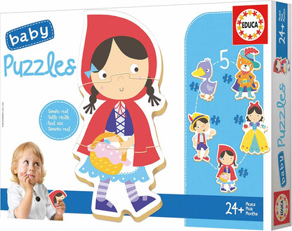 Educa - Baby Puzzle Märchen, 5in1 Baby Puzzleset mit 3/3/4/4/5 Teilen für Kinder ab 2 Jahren, Kinderpuzzle (19669
