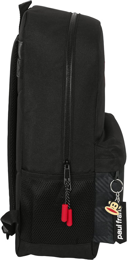 SAFTA Paul Frank Campers - Children's School Backpack, Ideal for Children of Different Ages, Comfortable and Versatile, Quality and Strength, 30 x 14 x 46 cm, Black, Black/White, Estándar, Casual