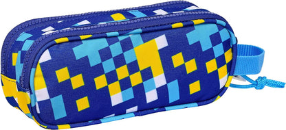 safta Sonic - Double Children's Pencil Case, Children's Pencil Case, Ideal for School Ages, Comfortable and Versatile, Quality and Resistance, 21 x 6 x 8 cm, Blue, Blue, Estándar, Casual