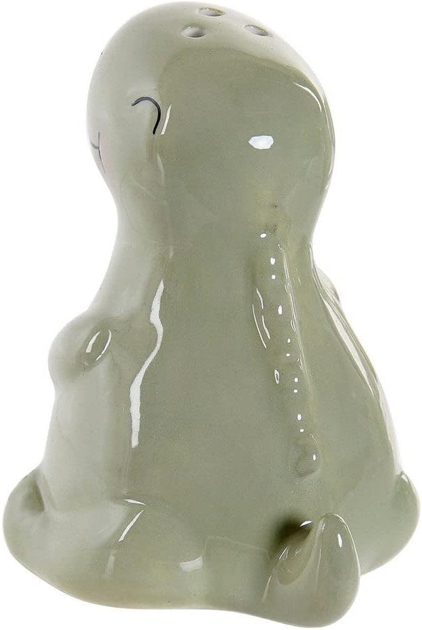 Set of 2 Ceramic Green Dinosaur Salt & Pepper Shakers, 3.03 Inches, White (LC-173478