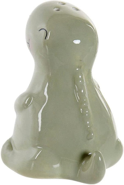 Set of 2 Ceramic Green Dinosaur Salt & Pepper Shakers, 3.03 Inches, White (LC-173478