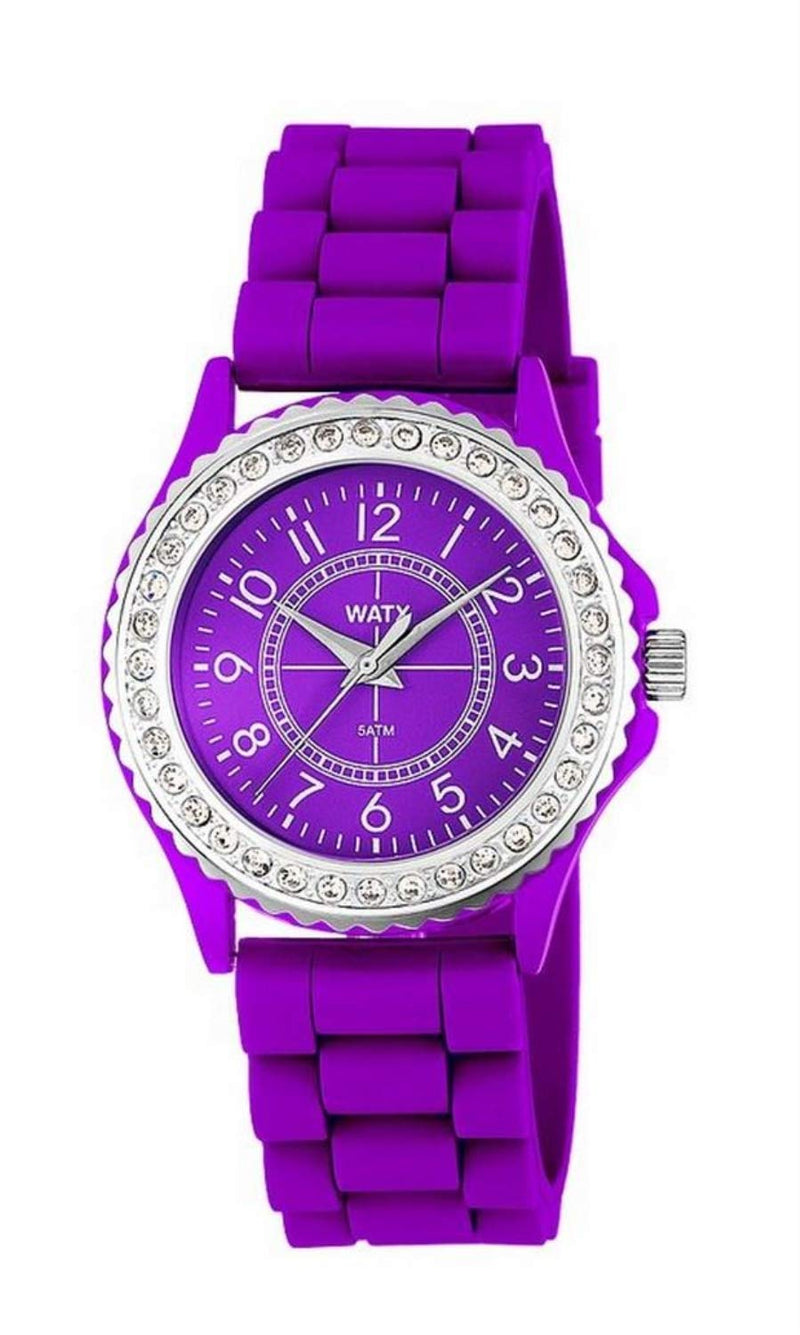 Watx Women's Quartz Watch with Rubber Strap, Purple, 18 (Model: RWA9012