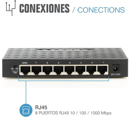 Switch Iggual Ges8000 Gigabit Ethernet 16 Gbps