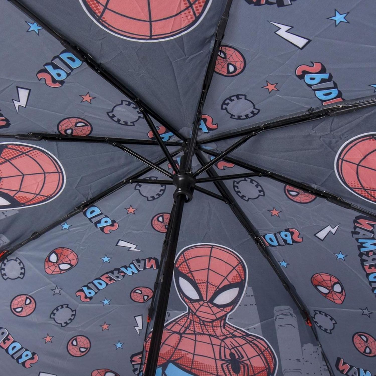 CERDÁ LIFE'S LITTLE MOMENTS - Paraguas Plegable Niño de Spiderman - Apertura Manual con Mecanismo Antiviento y Proteccion en las Varillas para Mayor Seguridad - Licencia Oficial Marvel