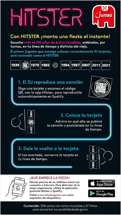 Hitster Original, Juego de Mesa Adultos y diviertido, Juego de Mesa Musical, a Partir de 16 años, de 2 a 10 Jugadores, App Gratuita, Juego de Fiesta, Español (ES