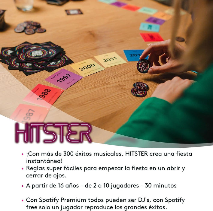 Hitster Original, Juego de Mesa Adultos y diviertido, Juego de Mesa Musical, a Partir de 16 años, de 2 a 10 Jugadores, App Gratuita, Juego de Fiesta, Español (ES