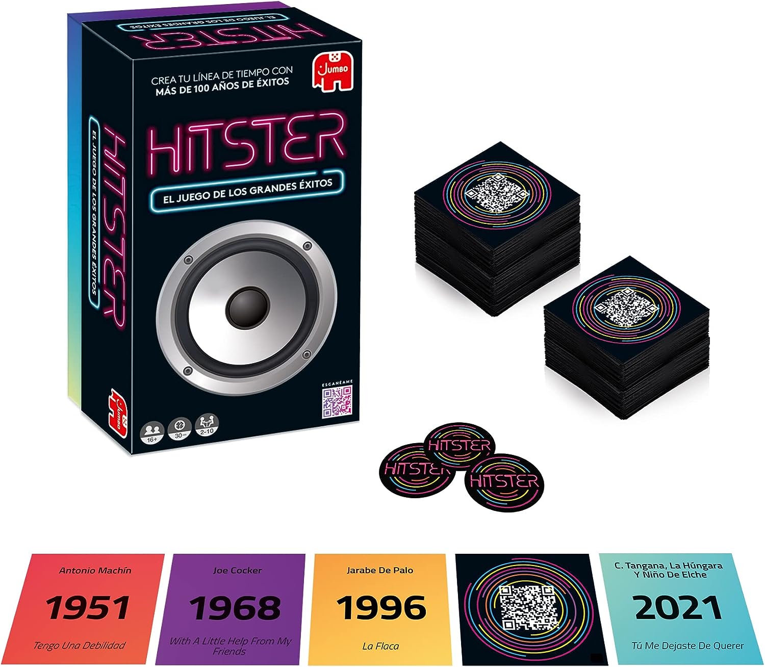 Hitster Original, Juego de Mesa Adultos y diviertido, Juego de Mesa Musical, a Partir de 16 años, de 2 a 10 Jugadores, App Gratuita, Juego de Fiesta, Español (ES