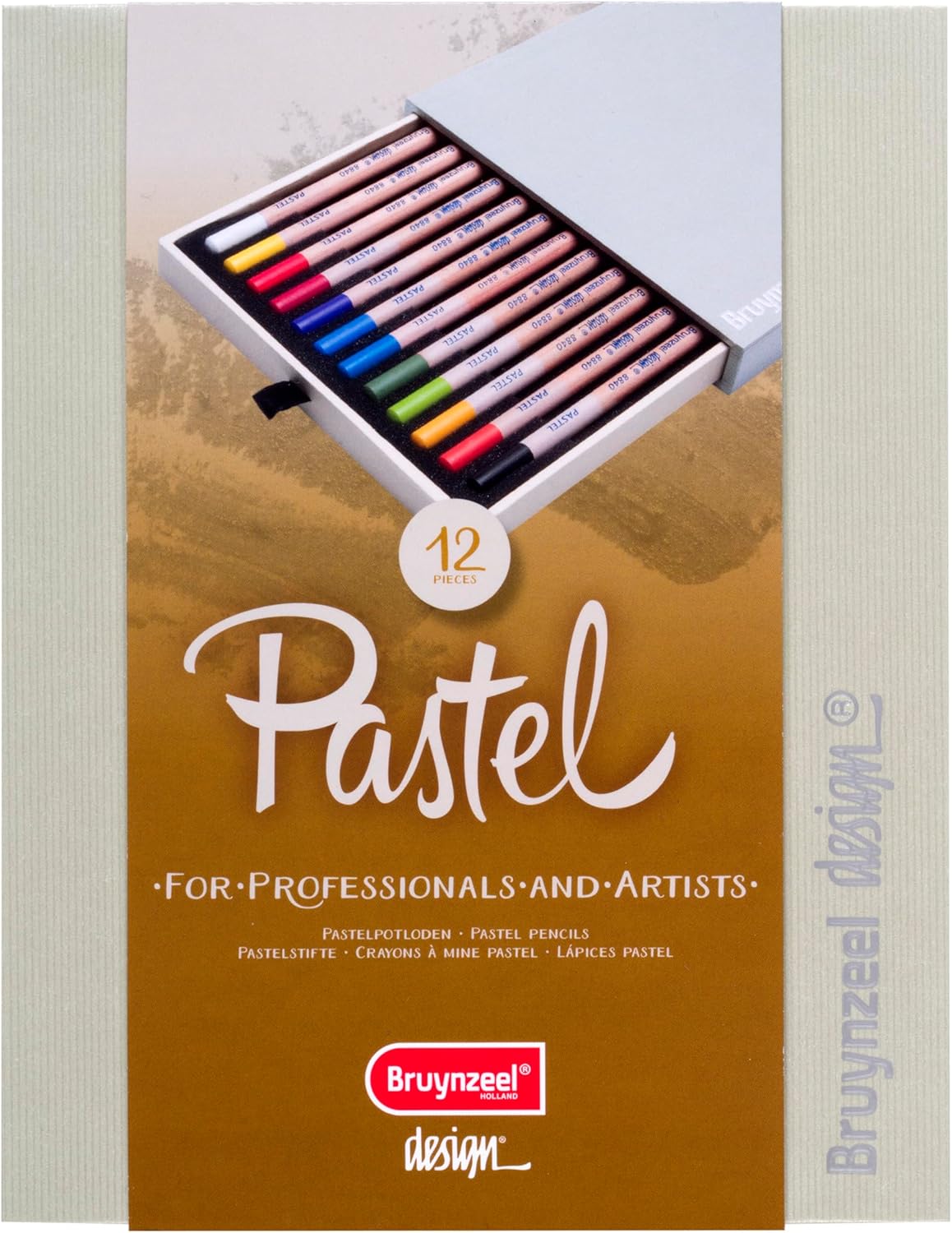 Bruynzeel Design Professional Pastel Pencil Set of 12 Colors in Box | Lápices de artista para dibujar, esbozar y colorear