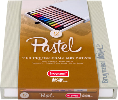 Bruynzeel Design Professional Pastel Pencil Set of 12 Colors in Box | Lápices de artista para dibujar, esbozar y colorear