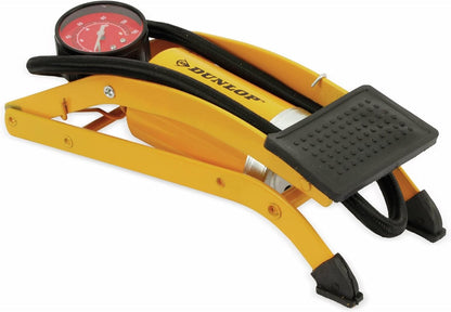 Dunlop with Pressure Gauge Foot Pump, Yellow, 23.7 x 8.5 x 7 cm