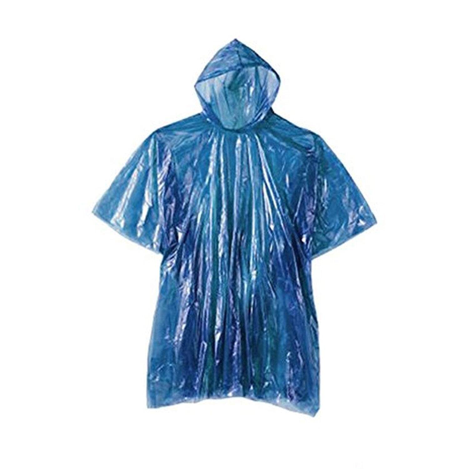Emergency waterproof rain poncho coat with hood blue