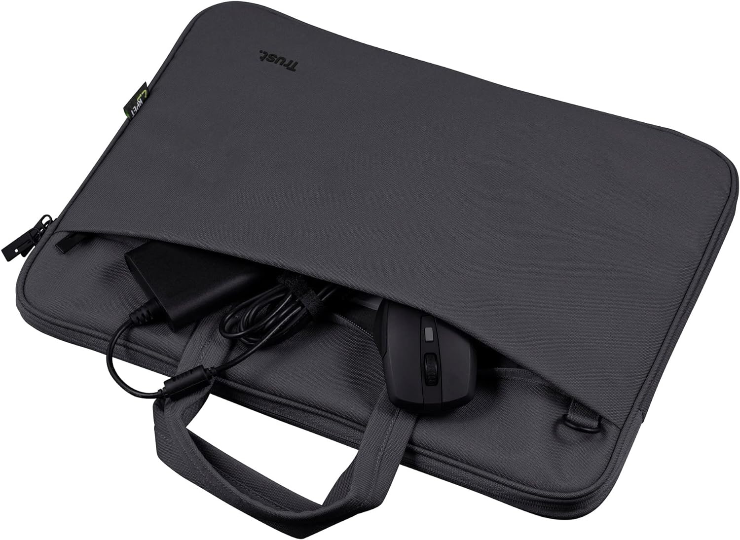 Trust Bologna Sustainable Slim Laptop Bag 16 Inch with Shoulder Strap, Eco Bag, Recycled Plastic Laptop Case, RPET Work Bag, Lightweight Carrying Case for Travel, Business, Office, School