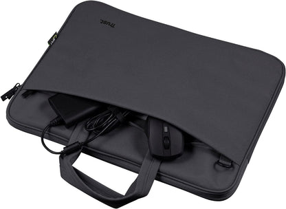 Trust Bologna Sustainable Slim Laptop Bag 16 Inch with Shoulder Strap, Eco Bag, Recycled Plastic Laptop Case, RPET Work Bag, Lightweight Carrying Case for Travel, Business, Office, School