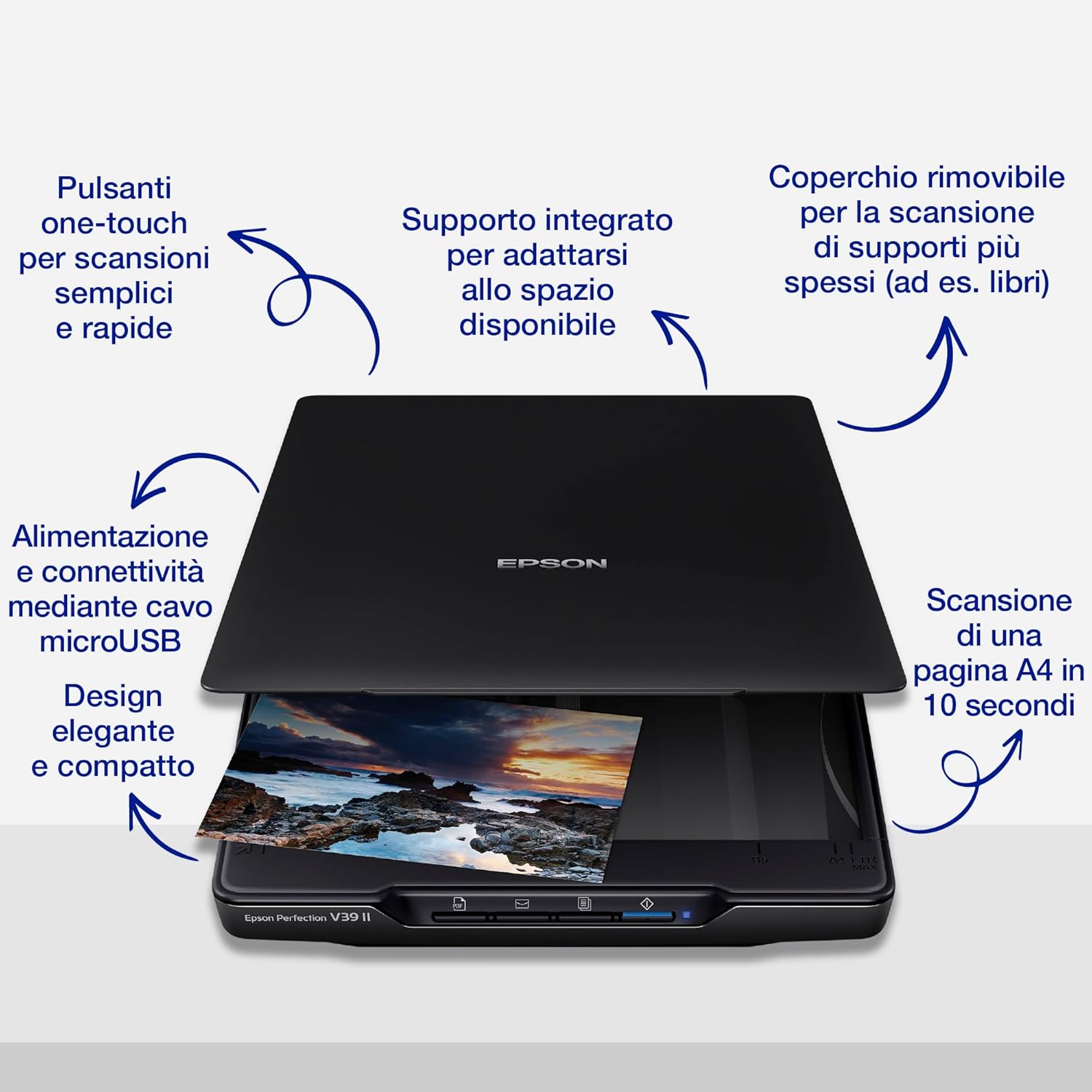 Epson Perfection V39 II Photo and Document Scanner, Black