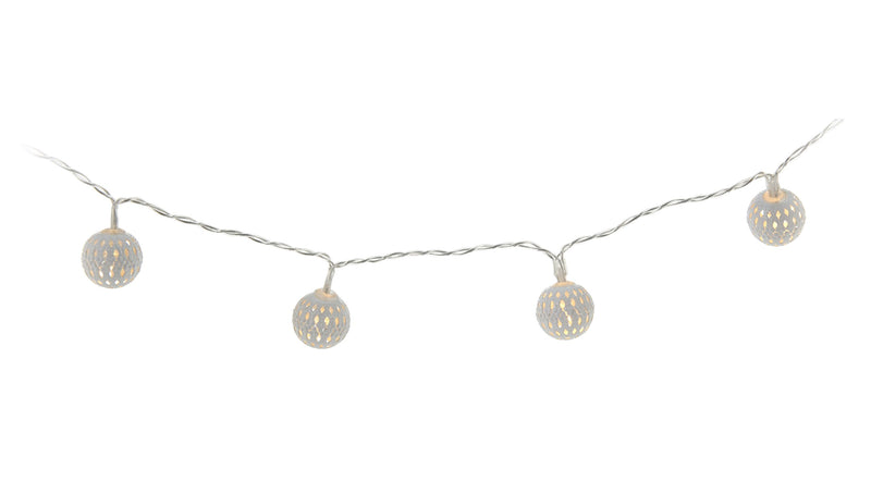Home & Style Light with Metal Balls Decoration (Warm White, 30 cm Lead Cable, 2X AA Batteries Not Included – 8086 Small Balls Weiss