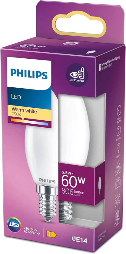 Philips 8718699762698 LED bulb 6.5 W E14 8718699762698, 6.5 W, 60 W, E14, 806 lm, 15000 h, Warm white