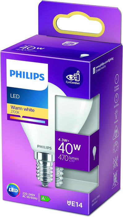 Led Lamp Philips 8718699763435 F 40 W 4,3 W E14 470 Lm 4,5 X 8,2 Cm (2700 K)