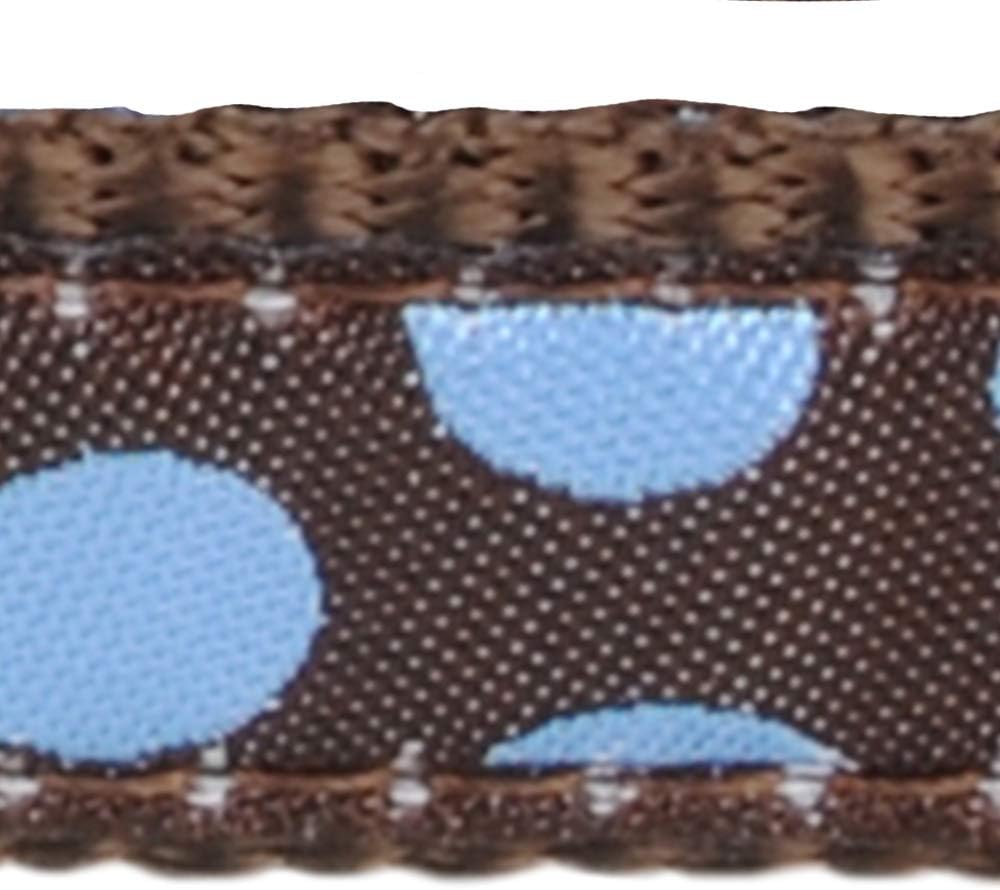 Red Dingo Dog Harness Design, Blue Spots on Brown, Medium 20mm