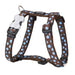 Red Dingo Dog Harness Design, Blue Spots on Brown, Medium 20mm