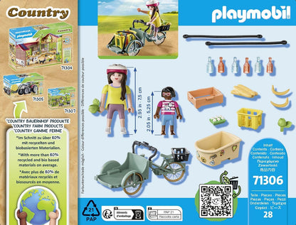 Playmobil 71306 Country Cargo Bike, practical and environmentally friendly transport and exciting adventures, fun imaginative role play, playsets suitable for children ages 4+