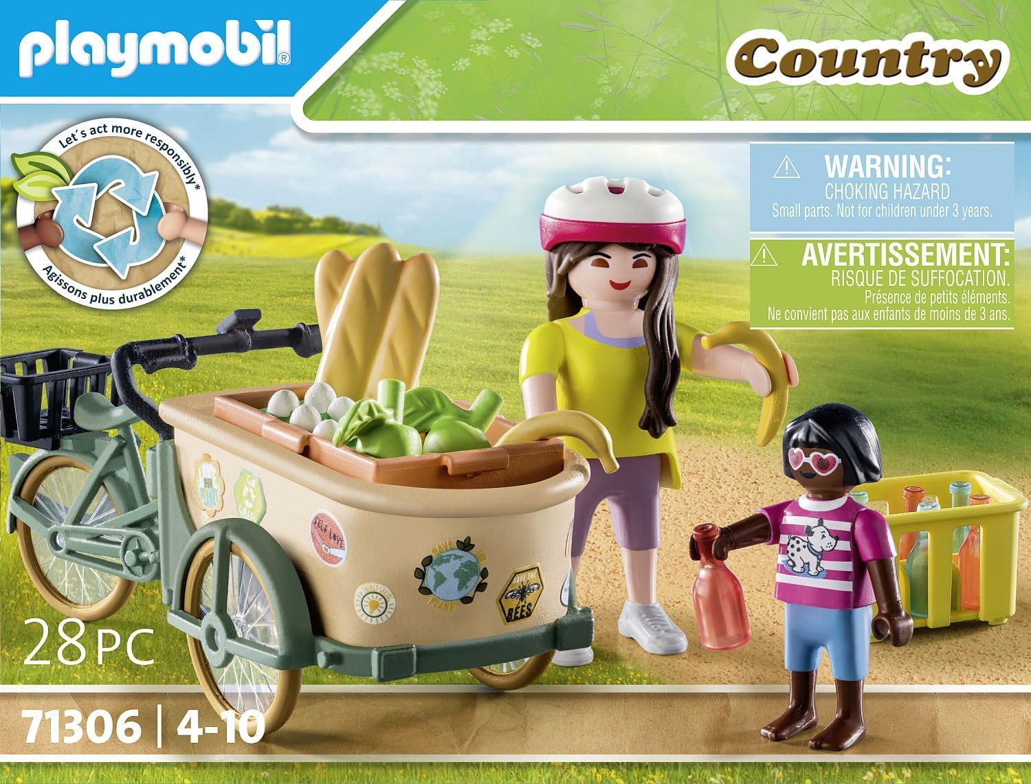 Playmobil 71306 Country Cargo Bike, practical and environmentally friendly transport and exciting adventures, fun imaginative role play, playsets suitable for children ages 4+