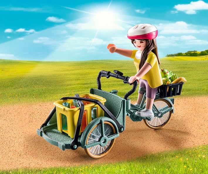 Playmobil 71306 Country Cargo Bike, practical and environmentally friendly transport and exciting adventures, fun imaginative role play, playsets suitable for children ages 4+