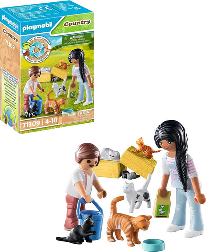 Playmobil 71309 Country Cat Family, cats and kittens, Organic Farm, Sustainable Toy, Fun Imaginative Role-Play, PlaySets for Children Ages 4+ (Pack of 4) One Size (Pack of 4)