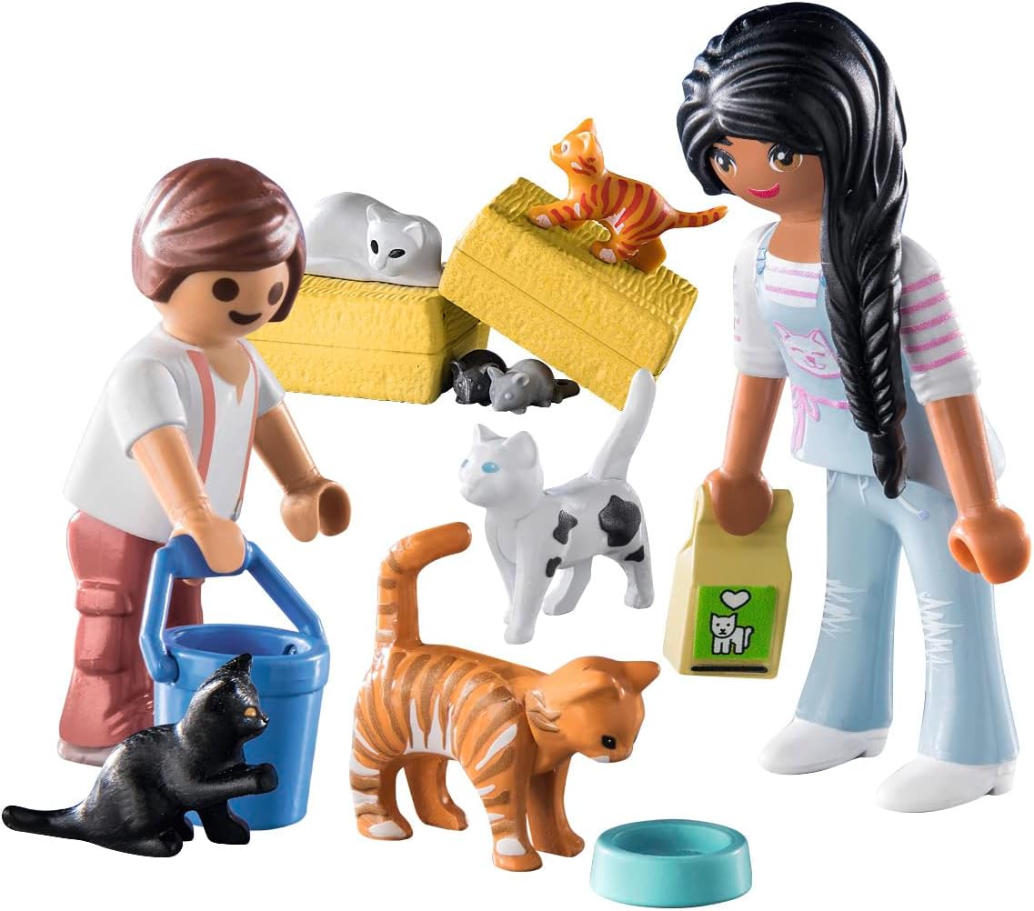 Playmobil 71309 Country Cat Family, cats and kittens, Organic Farm, Sustainable Toy, Fun Imaginative Role-Play, PlaySets for Children Ages 4+ (Pack of 4) One Size (Pack of 4)