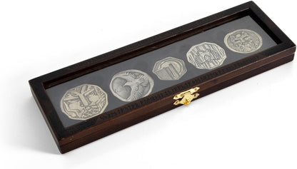 The Noble Collection The Hobbit Dwarven Treasure Coin Set - 12in (31cm) Display Case and 5 Bronze Plated Coins - Officially Licensed Film Set Movie Props Replicas Gifts