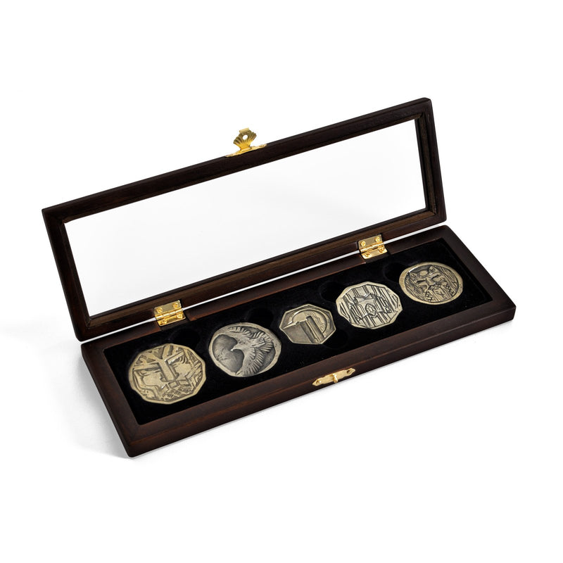 The Noble Collection The Hobbit Dwarven Treasure Coin Set - 12in (31cm) Display Case and 5 Bronze Plated Coins - Officially Licensed Film Set Movie Props Replicas Gifts