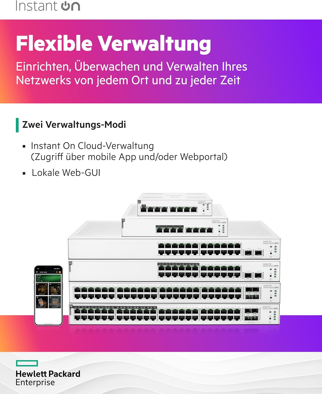 Aruba Instant On 1830 8-Port Gb Smart Switch | Fanless | EU Europe Cord (JL810A#ABB