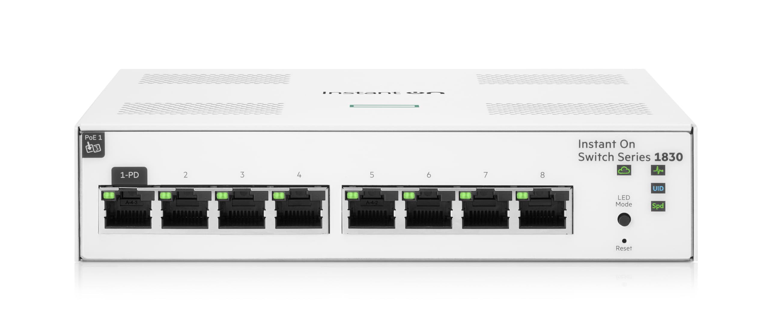 Aruba Instant On 1830 8-Port Gb Smart Switch | Fanless | EU Europe Cord (JL810A#ABB