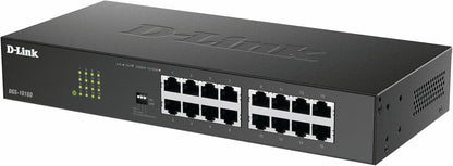 D-Link DGS-1016D 16-Port Green Ethernet Copper Gigabit Switch, Hub, Internet Splitter, Metal, Fanless, Plug and Play - UK Model, black DGS-1016D