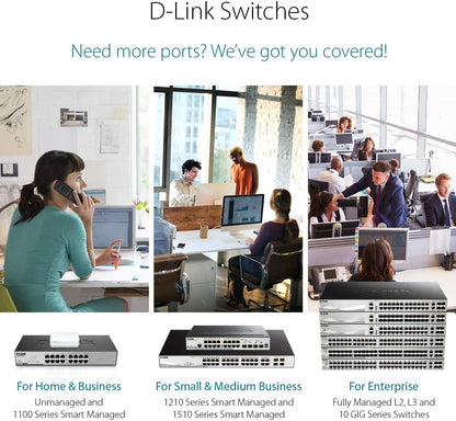 D-Link DGS-1016D 16-Port Green Ethernet Copper Gigabit Switch, Hub, Internet Splitter, Metal, Fanless, Plug and Play - UK Model, black DGS-1016D
