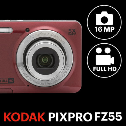 Kodak PIXPRO FZ55 1/2.3" Appareil-photo compact 16 MP CMOS 4608 x 3456 pixels Rouge Red
