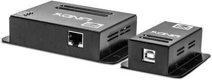 LINDY 50m 4 Port USB 2.0 Cat.5 Extender, USB over Ethernet Cat. 5/5e/6, 50m Extension for up to 4 USB devices like printer, keyboard, mouse, USB stick, Power Supply included, Windows, Mac, Linux