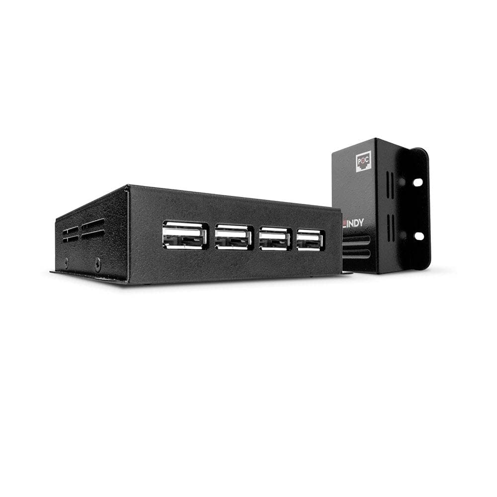 LINDY 50m 4 Port USB 2.0 Cat.5 Extender, USB over Ethernet Cat. 5/5e/6, 50m Extension for up to 4 USB devices like printer, keyboard, mouse, USB stick, Power Supply included, Windows, Mac, Linux