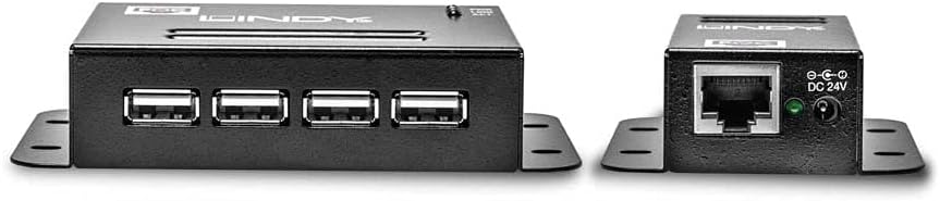 LINDY 50m 4 Port USB 2.0 Cat.5 Extender, USB over Ethernet Cat. 5/5e/6, 50m Extension for up to 4 USB devices like printer, keyboard, mouse, USB stick, Power Supply included, Windows, Mac, Linux