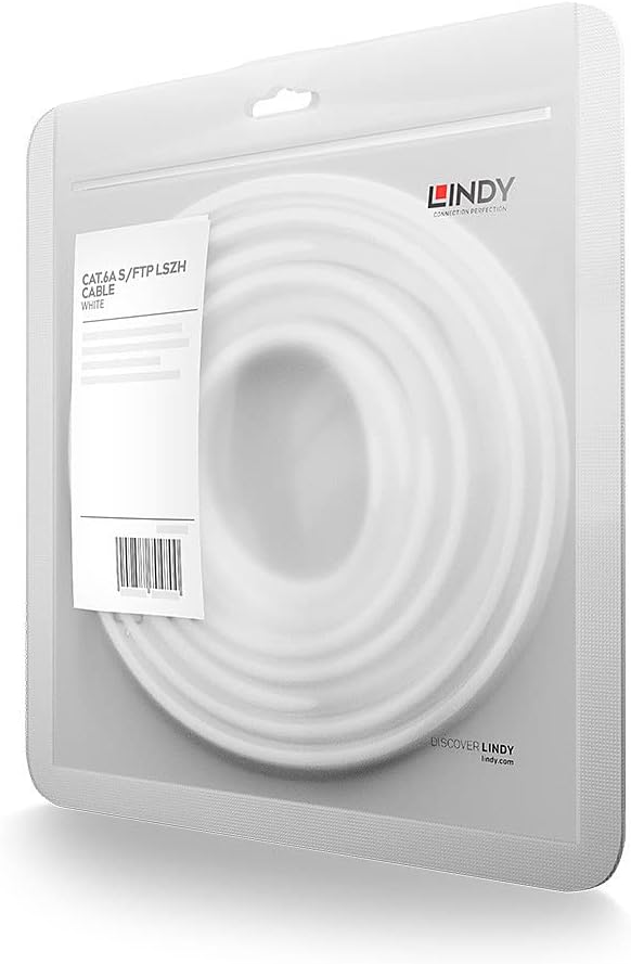 Lindy Cavo Patch Cat.6A S/FTP PIMF privo di Alogeni Bianco, 1m
