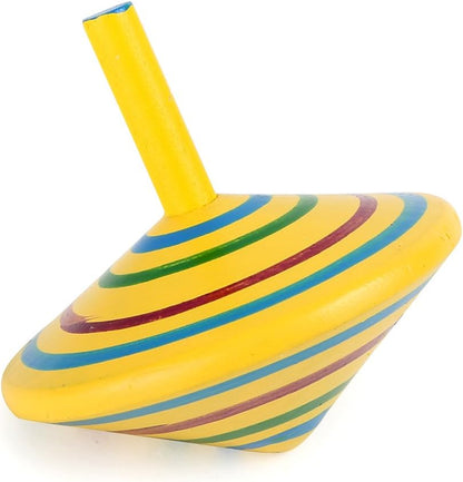 smalll foot Toy spinning top made of wood, set of 6 with colourful painting and various patterns, 1730