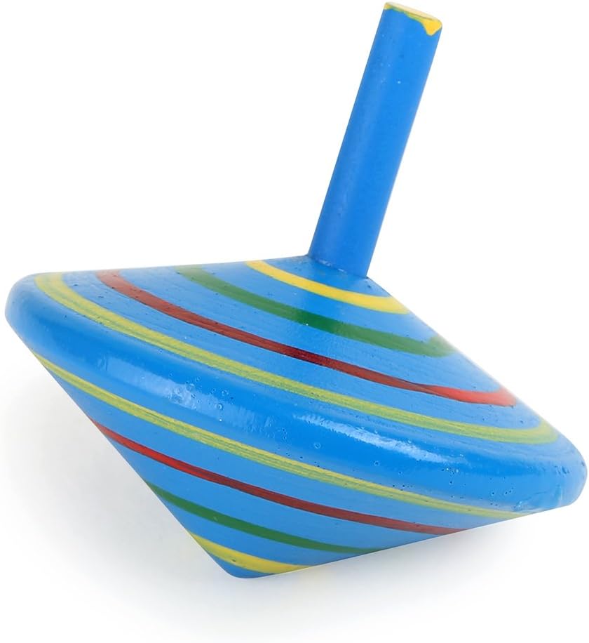 smalll foot Toy spinning top made of wood, set of 6 with colourful painting and various patterns, 1730