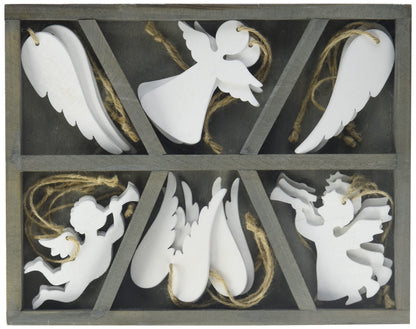 Small Foot Decoración de ángel Colgante, Madera, Blanco, 24 x 19 x 2 cm