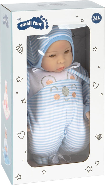 Small Foot 11238 Doll Lucas incl. removable clothes, dummy, and soft cuddling blanket, role-playing toy Pink