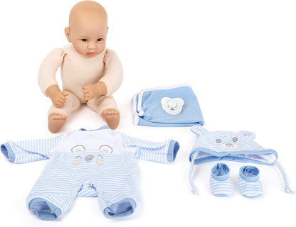 Small Foot 11238 Doll Lucas incl. removable clothes, dummy, and soft cuddling blanket, role-playing toy Pink