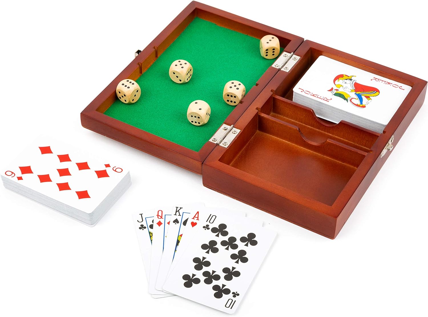 Small Foot Small Foot-11363, 2 Juegos de Cartas y 5 Dados, con Caja de Almacenamiento. MAU Juguetes, Multicolor (11363