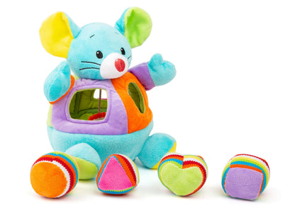 Small Foot 11419 Plush Shape-Fitting Mouse, Motor Activity Toy with Rattle and Noise Functions, Multicolored