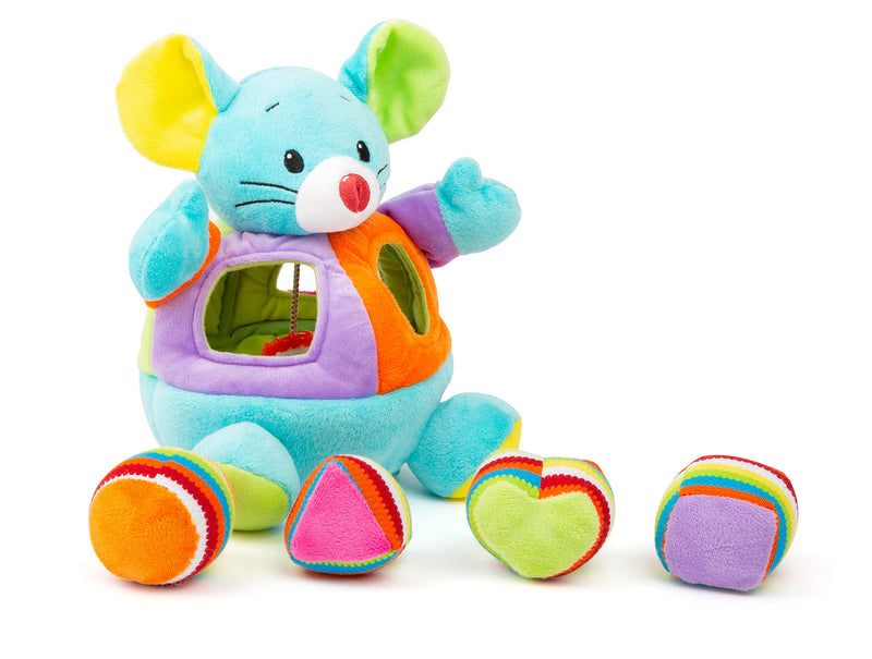 Small Foot 11419 Plush Shape-Fitting Mouse, Motor Activity Toy with Rattle and Noise Functions, Multicolored